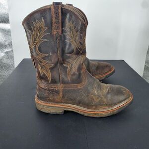 Ariat Workhog Boots Mens Size 8D Brown Pull On Western Square Toe EH 10017436